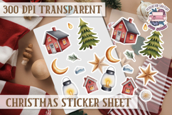 Christmas Watercolor Sticker Sheet Winter Cute Holiday PNG Product Image 1