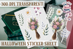 Halloween sticker sheet Creepy Scrapbook PNG Funny Skulls Product Image 1