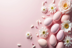 Spring Flowers and Painted Eggs Background Wallpaper Product Image 1