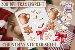 Christmas Watercolor Sticker Sheet Winter Cute Holiday PNG Product Image 1