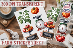 Farm sticker sheet Harvest Scrapbook PNG Vegetables Cozy Product Image 1