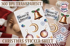 Christmas Watercolor Sticker Sheet Winter Cute Holiday PNG Product Image 1