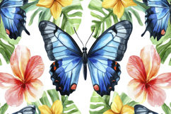 Butterfly and Flowers Background Wallpaper Product Image 1