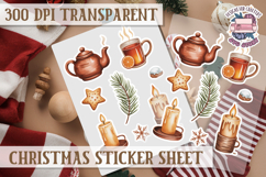Christmas Watercolor Sticker Sheet Winter Cute Holiday PNG Product Image 1