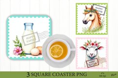 Farmhouse Animal Sublimation. Easter Square Coaster PNG Product Image 1