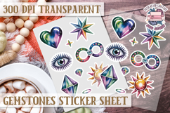 Gemstones sticker sheet Colorful Scrapbook PNG Gems Diamonds Product Image 1