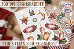 Christmas Watercolor Sticker Sheet Winter Cute Holiday PNG Product Image 1