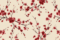 Red Cherry Blossoms Background Product Image 1