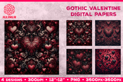 Gothic Valentine Digital Papers Bundle Product Image 5