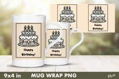 Cake Birthday Mug Wrap PNG. Birthday Sublimation PNG Product Image 1