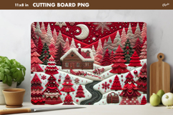 Winter Cutting Board PNG. Rustic Christmas Patchwork PNG Product Image 1