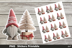 Crochet Gnome Sticker PNG. Christmas Gnome Stickers PNG Product Image 1