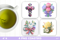 Cute Easter Coaster PNG, Easter Sublimation Design Product Image 1