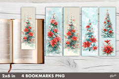 Christmas Tree with Flowers, Christmas Bookmark PNG Product Image 1