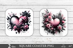 Gothic Heart Coaster PNG. Valentines Day Coaster Product Image 1