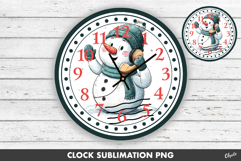 Christmas Clock Face Sublimation PNG. Snowman PNG Product Image 1