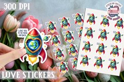 Love sticker Sheet Valentine Day Love You to the moon Product Image 1