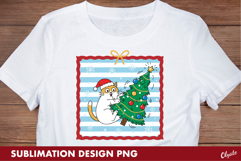Christmas Cat Sublimation PNG, Tshirt Postage Stamp Product Image 1