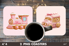 Christmas Pink Gingerbread Coaster PNG Product Image 1