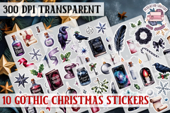 Gothic Christmas Watercolor Sticker Sheet Winter Scary PNG Product Image 1