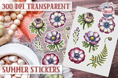 Summer Vibes sticker sheet Beach Scrapbook PNG Flowers Product Image 1