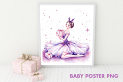 Baby Poster PNG. Cute Lilac Beautiful Ballerina PNG Product Image 1