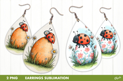 Easter Earring Sublimation, Lady Bug Earring PNG Product Image 1