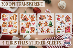 Christmas Gingerbread mans Watercolor Sticker Sheet Winter Product Image 1