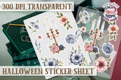 Halloween sticker sheet Creepy Scrapbook PNG Funny Skulls Product Image 1