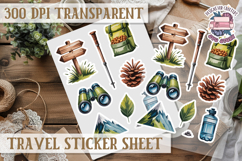 Travel sticker sheet Outdoor Scrapbook PNG Wanderlust Camp Product Image 1