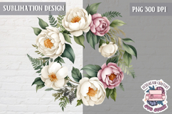 Spring Flowers Sublimation design Wreath Bouquet Watercolor Product Image 1