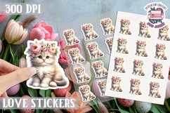 Spring sticker Cute animal with flowers Love PNG Funny Product Image 1