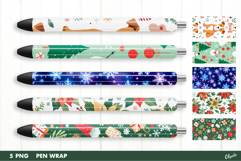Christmas Pen Wraps. Sublimation Pen Wrap PNG Product Image 1