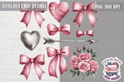St Valentine’s Coquette Bow PNG Holidays Funny Watercolor Product Image 1