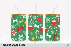 Christmas Dog Glass Can Wrap PNG. Glass Can 16 OZ Product Image 1