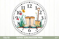 Spring Clock Sublimation. Garden Clock Design PNG Product Image 1