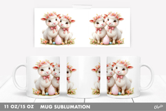 Easter Sheep Mug Wrap PNG, Easter Mug 11 OZ, 15 OZ Product Image 1