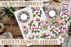 Summer sticker Delicate Scrapbook PNG Flowers Botanical Product Image 1