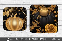 Dark Pumpkin PNG. Golden Halloween Coaster PNG Product Image 1