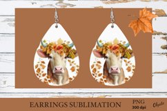 Fall Cow Earrings Sublimation PNG. Farmhouse Earrings Product Image 1