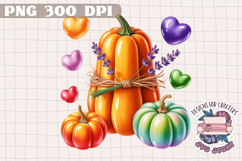 Autumn Pumpkin Sublimation design Fall Decorative Color PNG Product Image 1