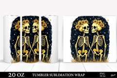 Golden Skeletons in Love PNG. 20 OZ Tumbler Wrap Product Image 1