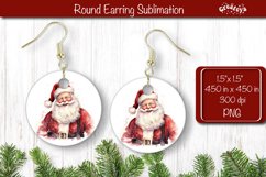 Christmas Round Earring Santa Sublimation Designs Christmas Product Image 1