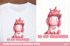 Hippie Valentine Sublimation. Whimsical Hippie Unicorn PNG Product Image 1