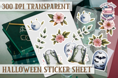 Halloween sticker sheet Creepy Scrapbook PNG Funny Skulls Product Image 1