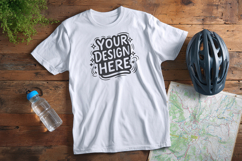 Travel Map Flatlay T-Shirt Mockup PSD JPG Product Image 1