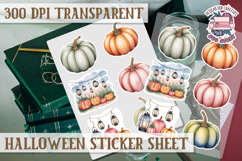 Halloween sticker sheet Creepy Scrapbook PNG Funny Skulls Product Image 1