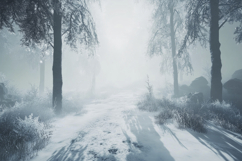 Foggy Winter Forest Background Wallpaper Product Image 1