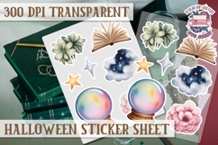 Halloween sticker sheet Creepy Scrapbook PNG Funny Skulls Product Image 1