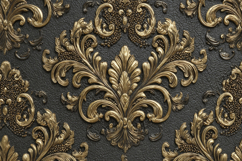 Gold and Black Damask Pattern Background Wallpaper Product Image 1